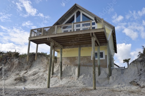 Beach erosion and damage caused by hurricane Matthew hitting along the east coast of Florida, USA © itsallgood