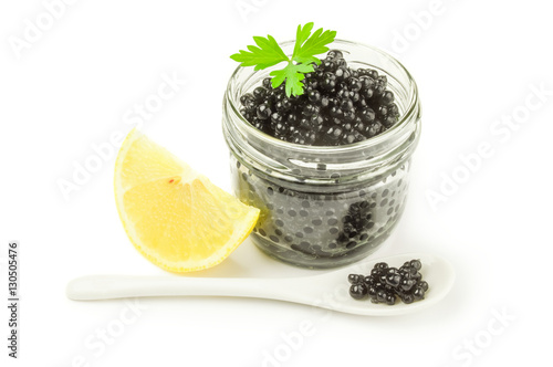 Black caviar  luxurious delicacy isolated on a white background cutout
