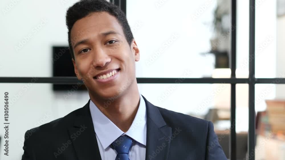 Clapping Black Businessman, Portrait of Applauding Man Clapping Black Businessman, Portrait of Applauding Man