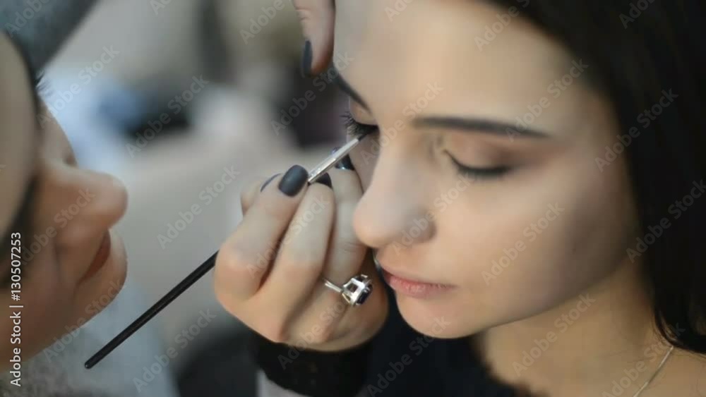 makeup artist makes models eye makeup close up makeup artist makes models eye makeup close up
