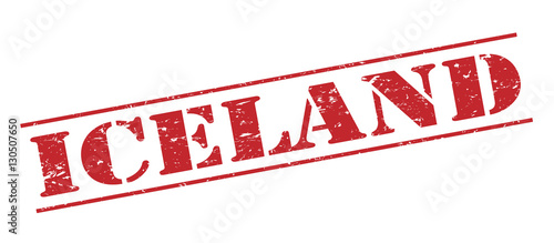 iceland red stamp on white background