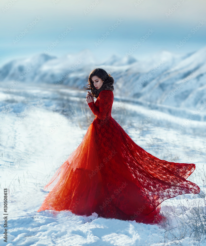 Woman in elegant red gown with train 29564817 Stock Photo at Vecteezy