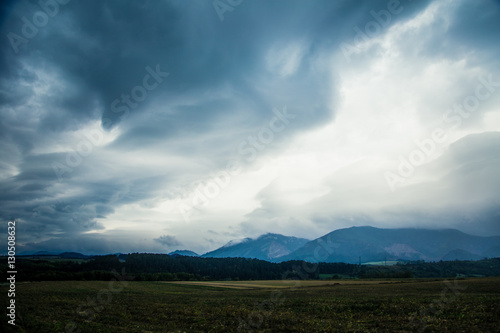 A beautiful Slovakian mountain scenery in Low Tatras with dramatic clouds