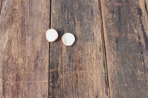 Shell of the egg on wooden table background