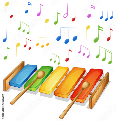 Xylophone with music notes background