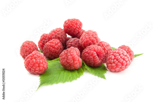 Ripe raspberries isolated on a white background cutout