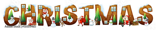 Font design for word christmas with Santa