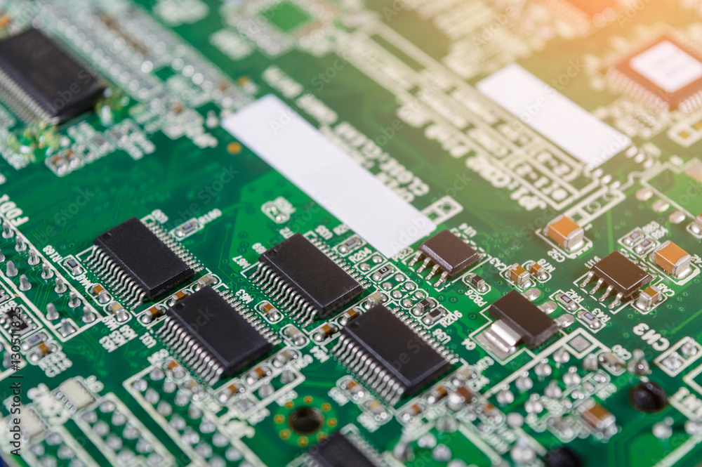 Circuit board with electronic components background Circuit board with electronic components background