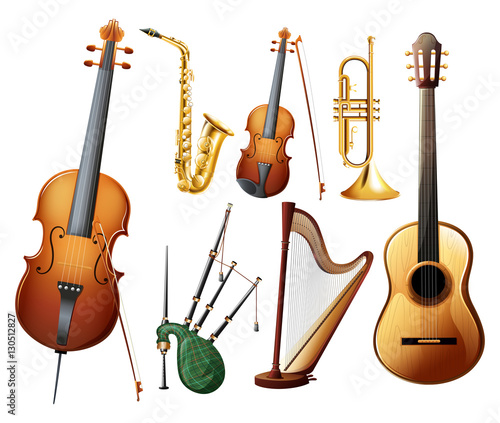 Different types of musical instruments