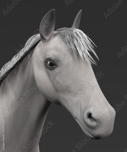 realistic 3d render of white horse