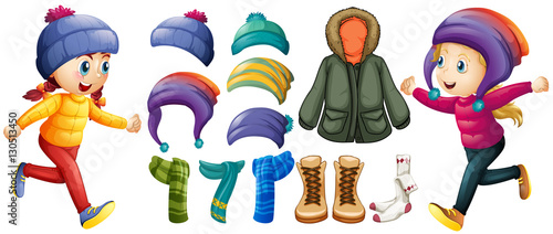 Children and winter clothes set