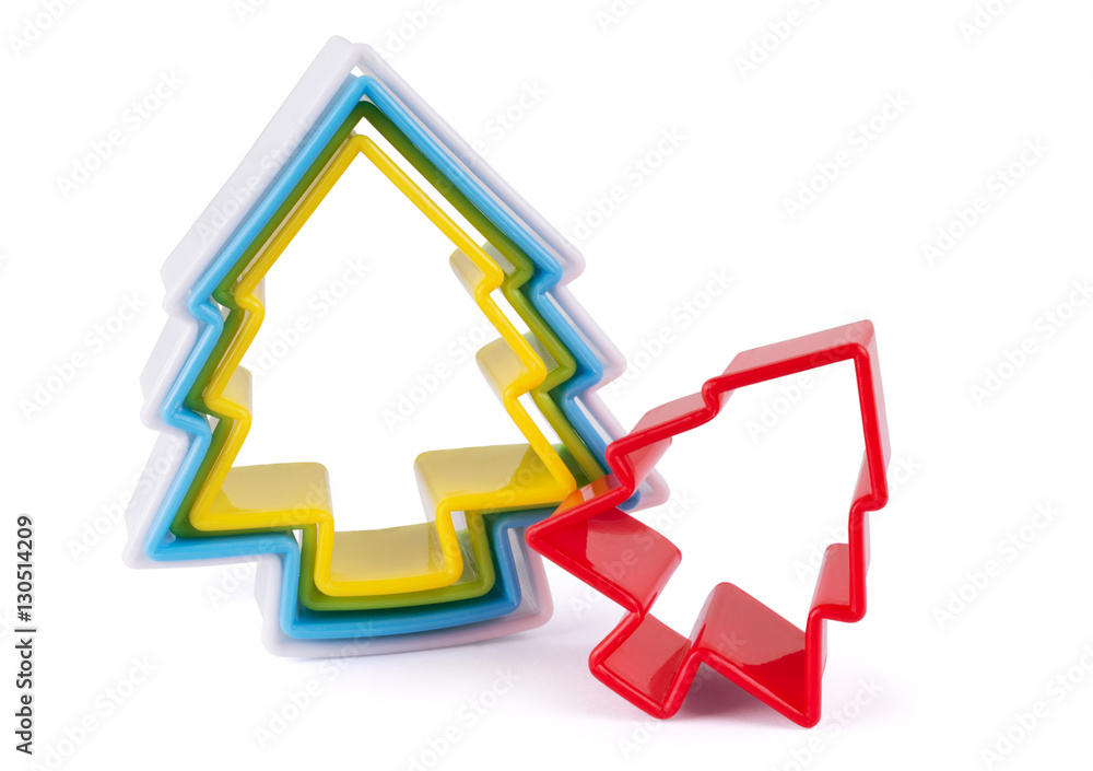 Christmas tree shape gingerbread cookie cutter isolated on white Christmas tree shape gingerbread cookie cutter isolated on white