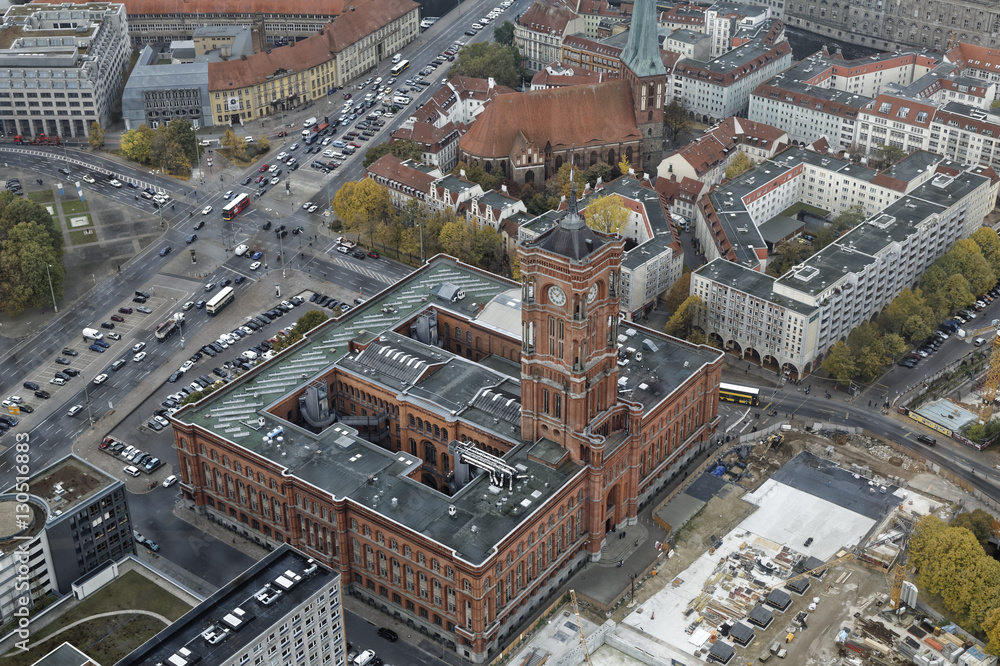 Germany, Berlin, Red Town Hall seen from above Germany, Berlin, Red Town Hall seen from above