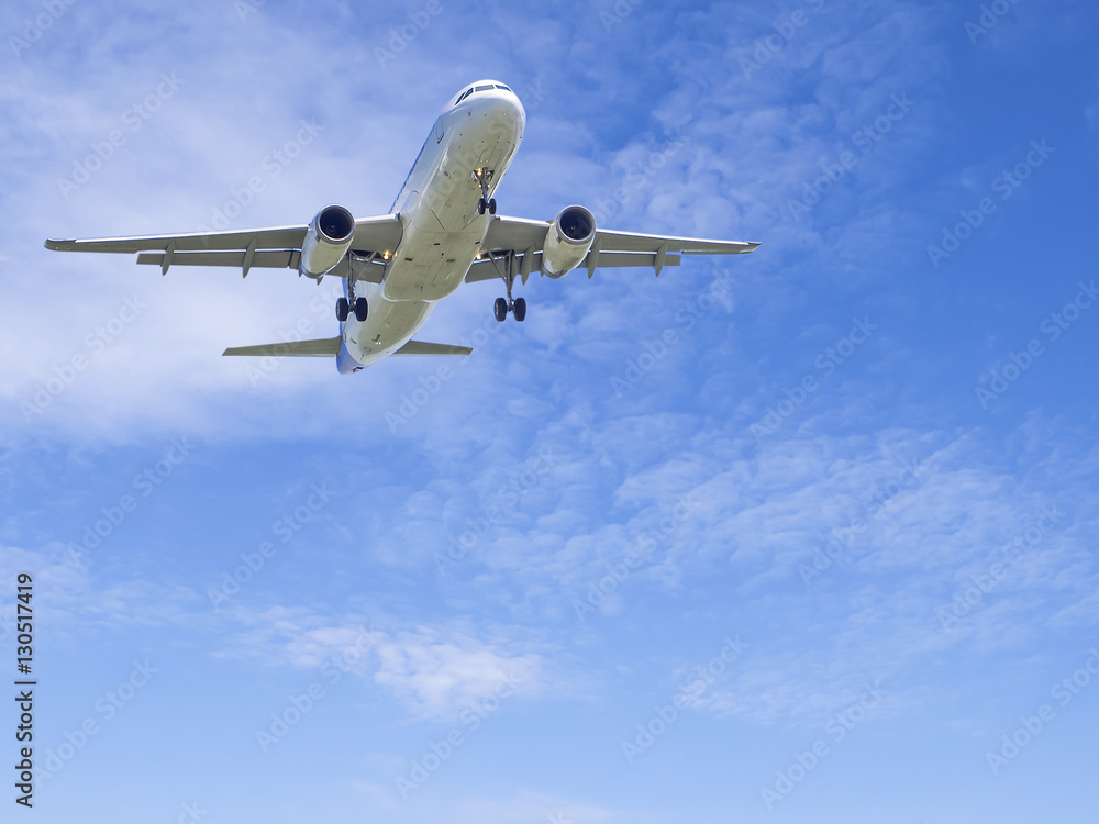 Airplane flying under blue sky 9