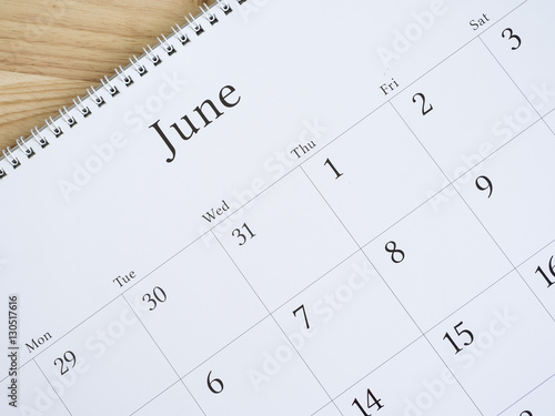 June on white calendar page 2