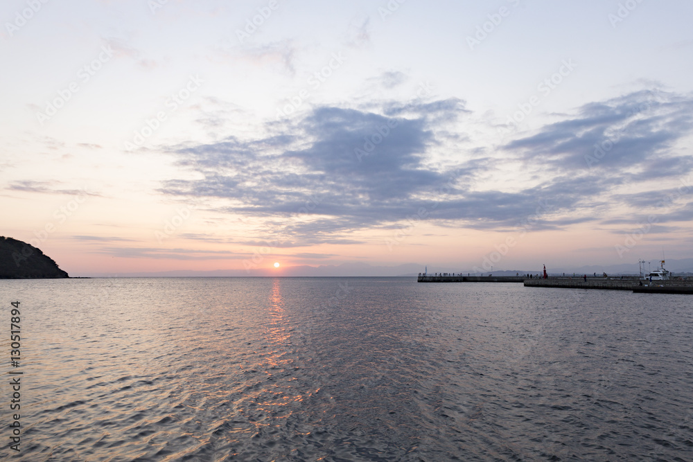 Fototapeta premium Sunset view of Enoshima - Nov. 6, 2016: Fujisawa, Japan - Enoshima landscape.