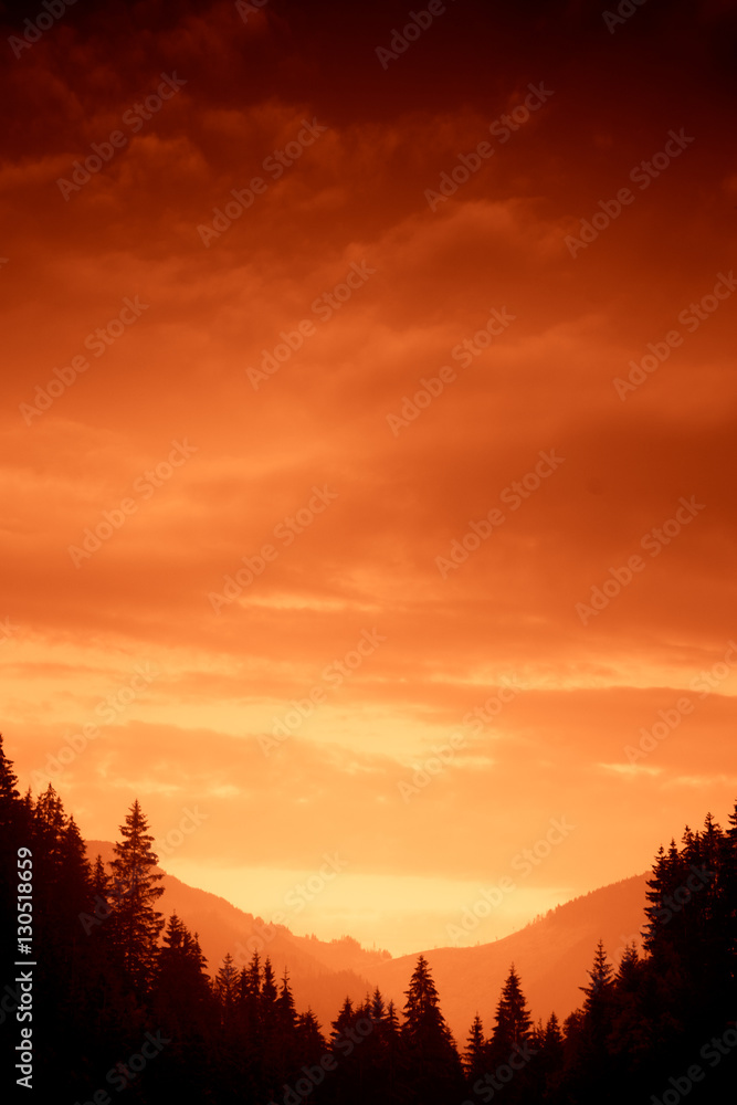 Fototapeta premium A beautiful colorful sunset in Tatra mountains. Decorative look