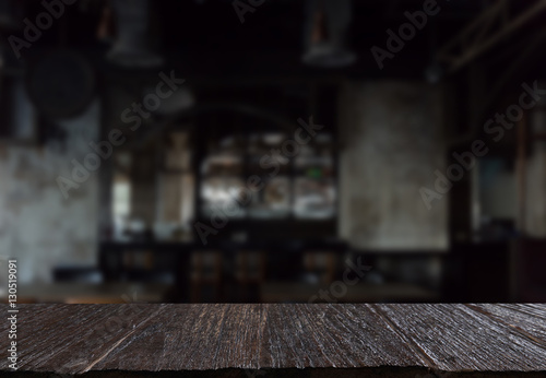 counter bar in restaurant interior blur background with selected