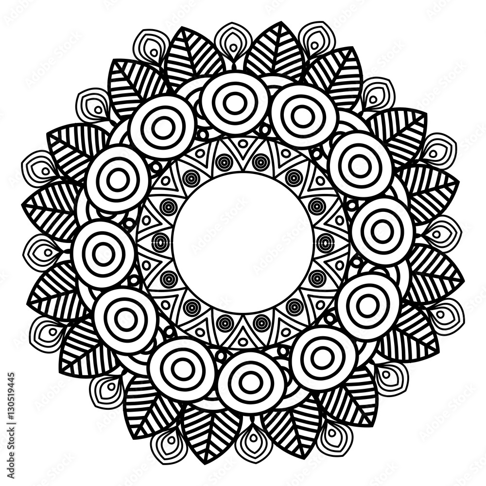 Mandala art decorative icon vector illustration design stock