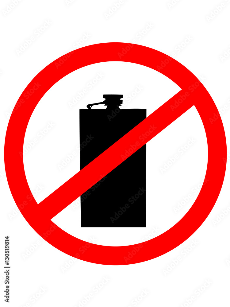 Prohibition sign icon. No drink with Hip flask. Vector illustration Prohibition sign icon. No drink with Hip flask. Vector illustration