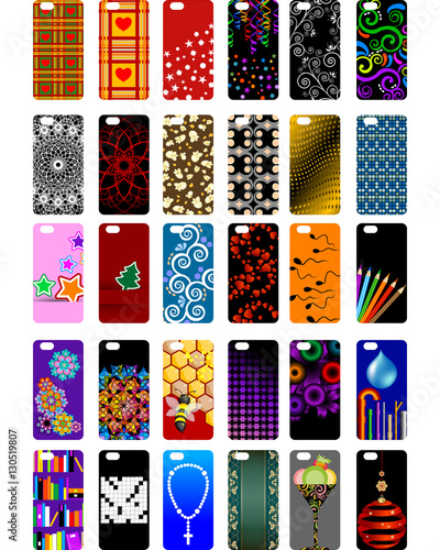 Collection graphics 30 covers for mobile phone. Template or stickers for all you need