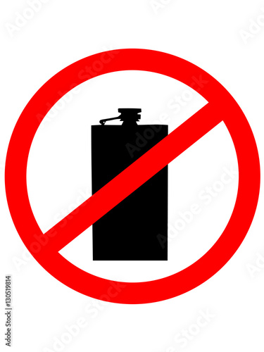 Prohibition sign icon. No drink with Hip flask. Vector illustration