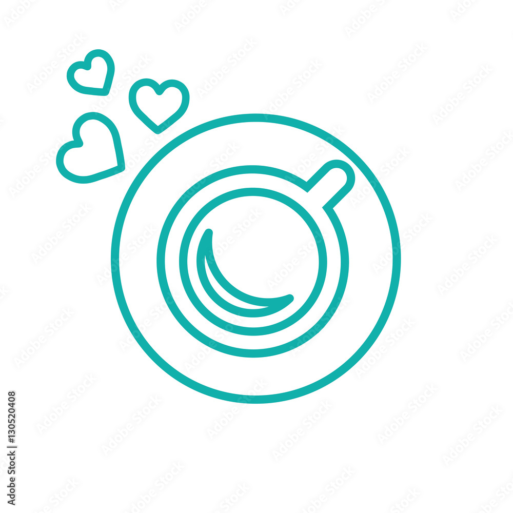 cup of coffee tea with hearts steam line icon blue on white cup of coffee tea with hearts steam line icon blue on white