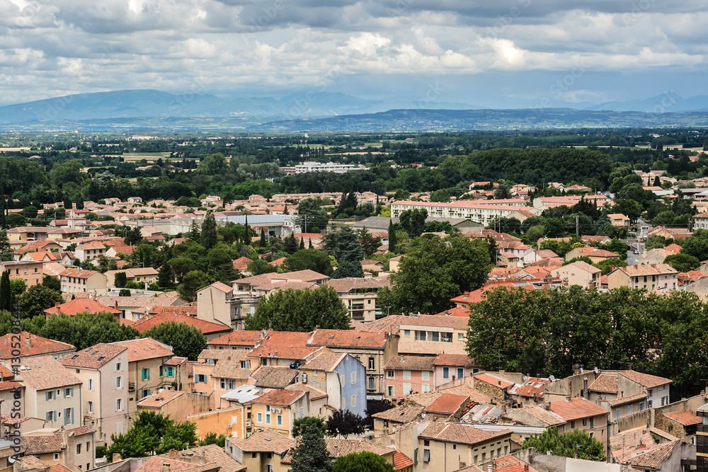 Panoramic view of Orange city from hill Saint Eutrope. France. Panoramic view of Orange city from hill Saint Eutrope. France.
