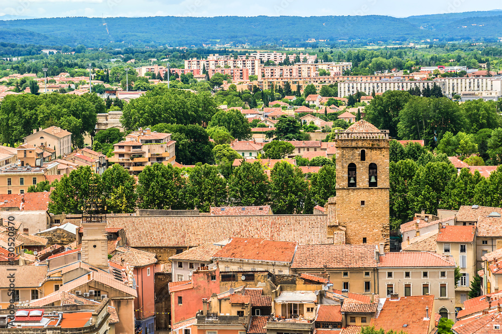 Panoramic view of Orange city from hill Saint Eutrope. France.