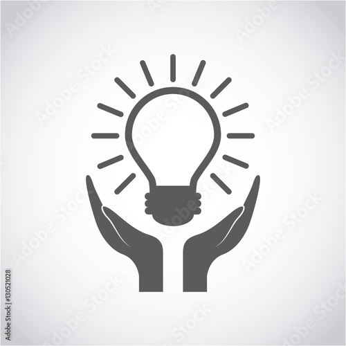 hands and bulb light icon over white background. vector illustraiton