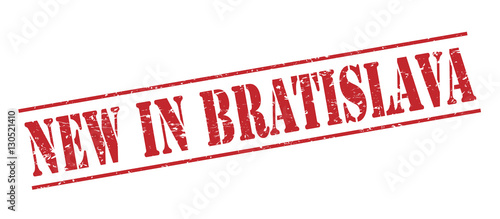Photography new in bratislava red stamp on white background