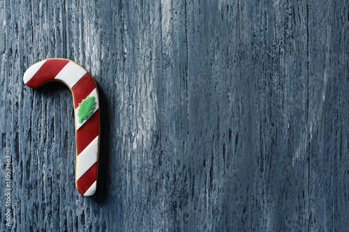 christmas cookie in the shape of a candy cane