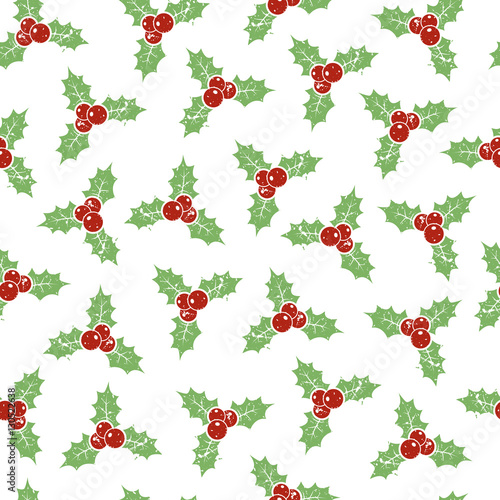 Holly berry. Seamless pattern