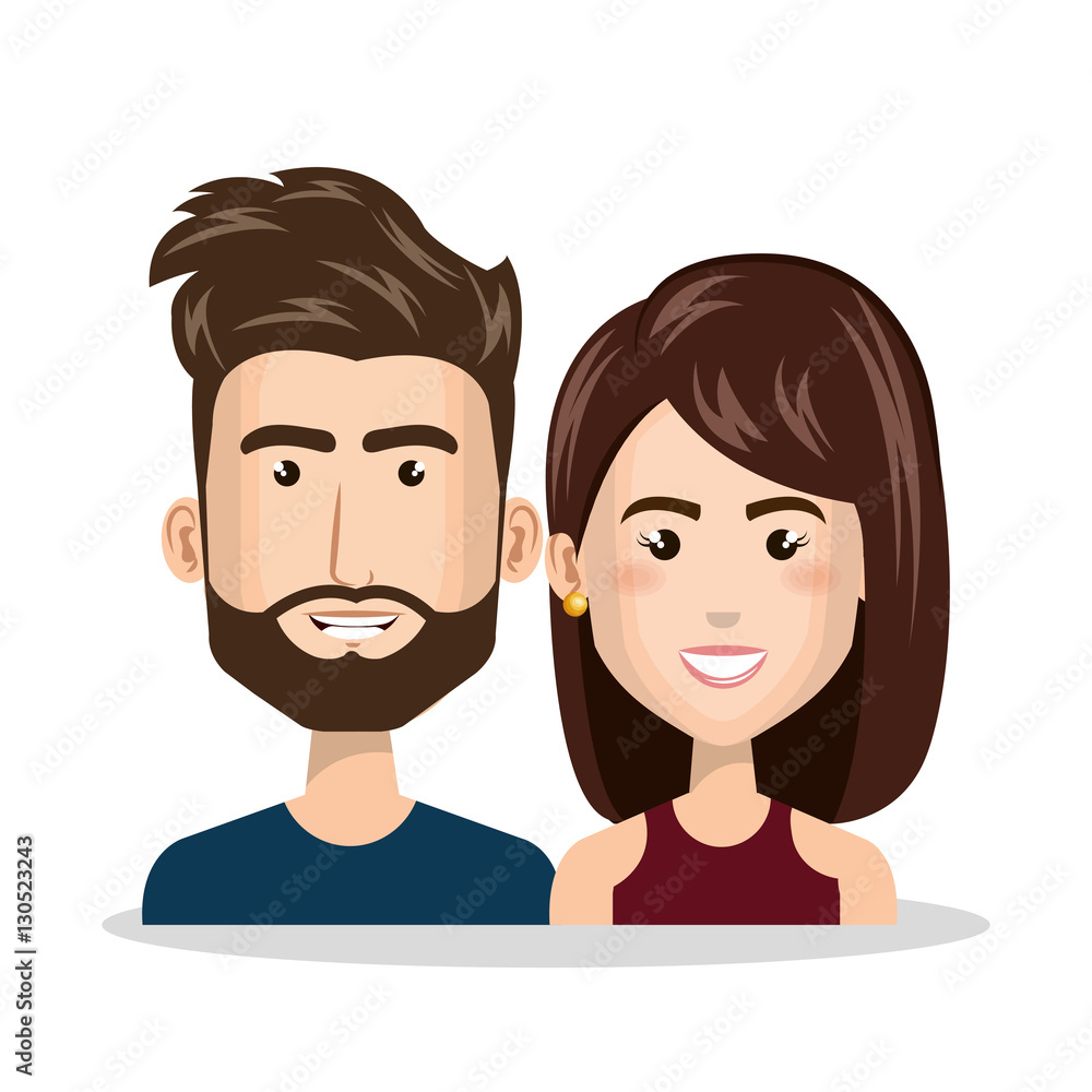 Fototapeta premium young couple characters icon vector illustration design