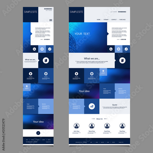 Responsive One Page Website Template with Blurred Background - Desktop and Mobile Version