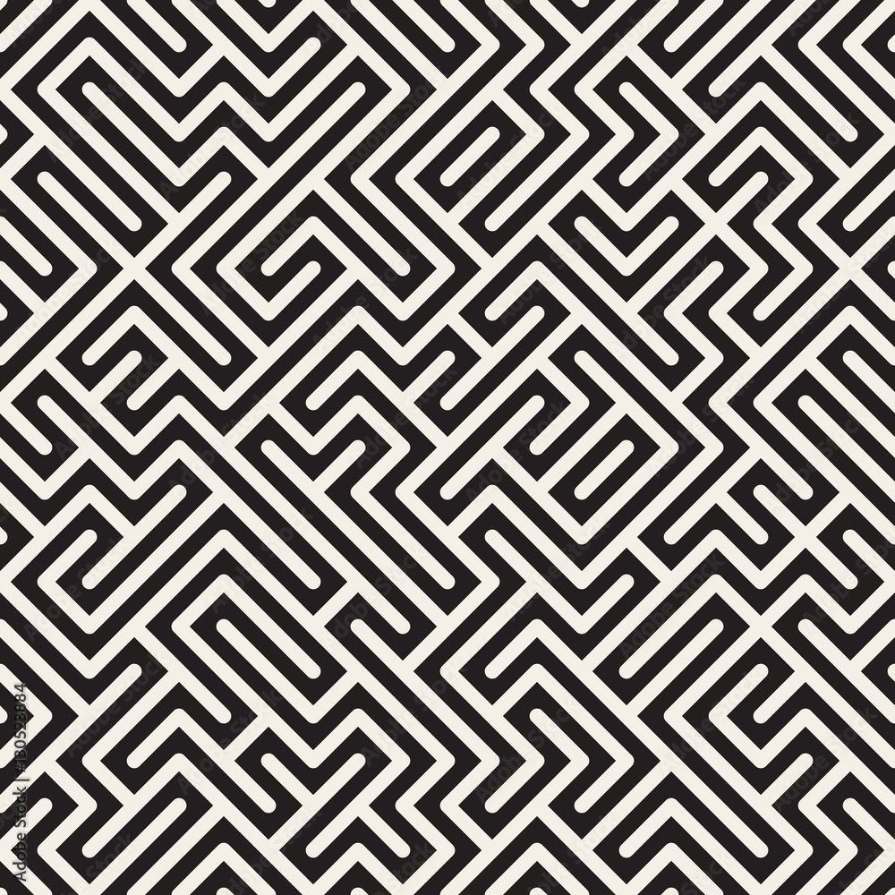Irregular Maze Lines. Vector Seamless Black and White Pattern. Irregular Maze Lines. Vector Seamless Black and White Pattern.