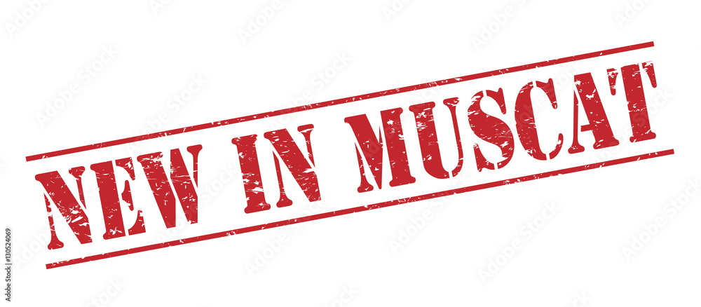 new in muscat red stamp on white background new in muscat red stamp on white background