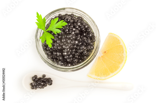 Black caviar isolated on a white background with clipping path