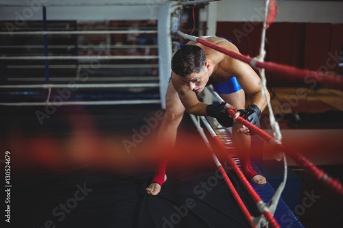 Boxer entering in boxing ring