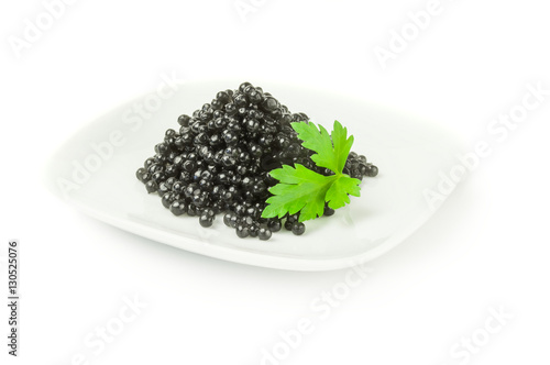 Sturgeon caviar on a white background clipping path