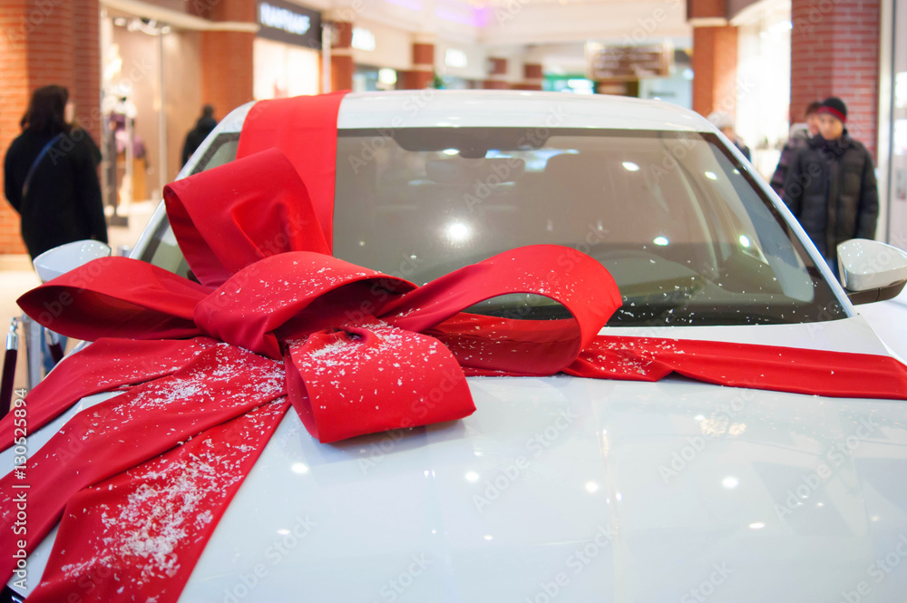 A New Car With A Red Bow - Stock Photos