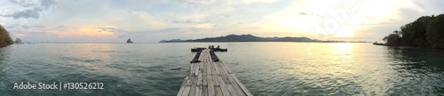 panorama view of the wooden bridge at twilight time © chatree