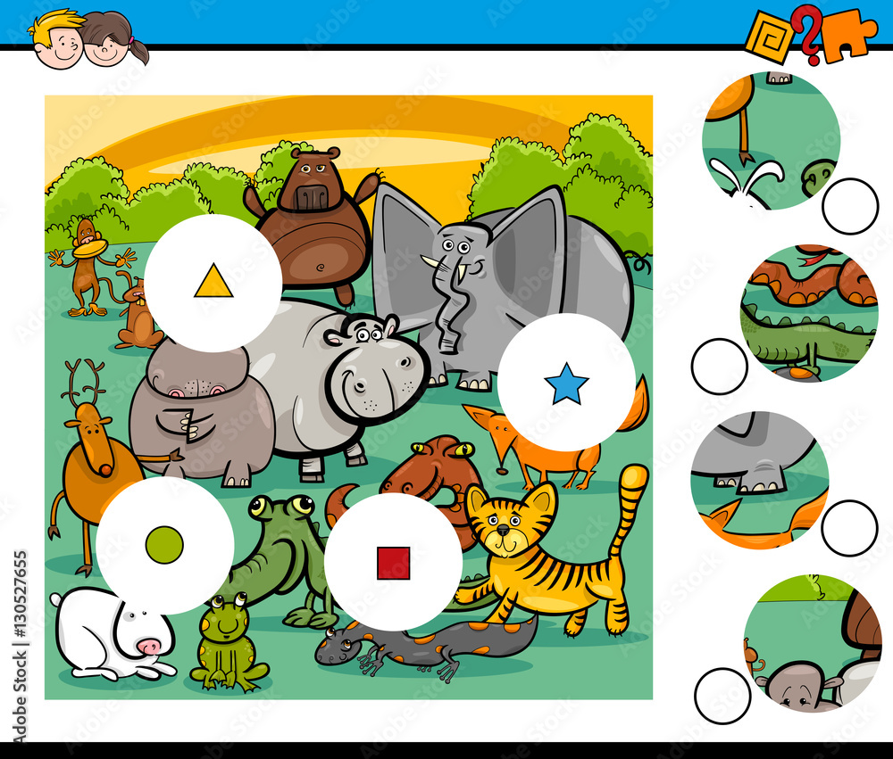 Fototapeta premium animals match pieces game