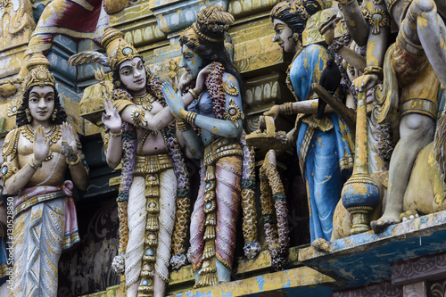 Closeup details on the tower of a Hindu Temple dedicated to Lord photo