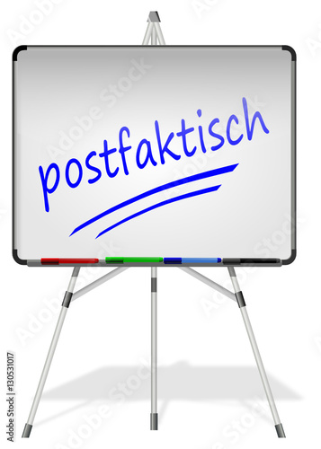 Whiteboard with Post-Truth - in german postfaktisch - 3D illustration