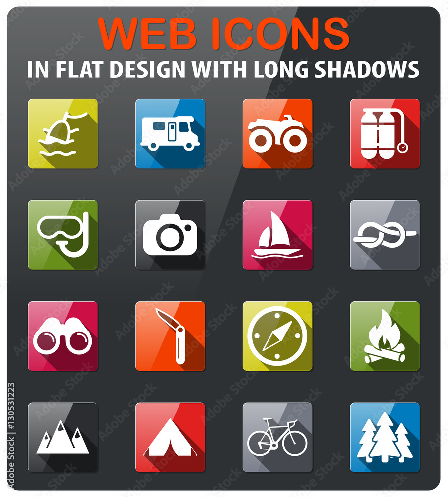 Active recreation icon set Active recreation icon set