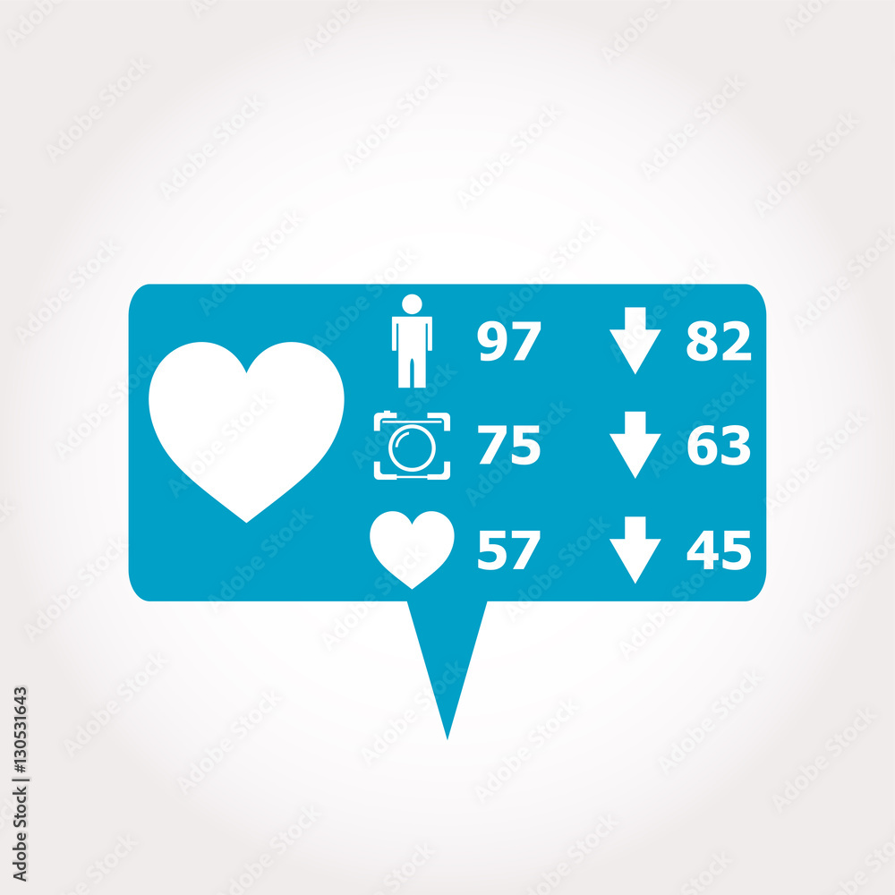 Like Counter Notification Icon, modern flat button, comment icons