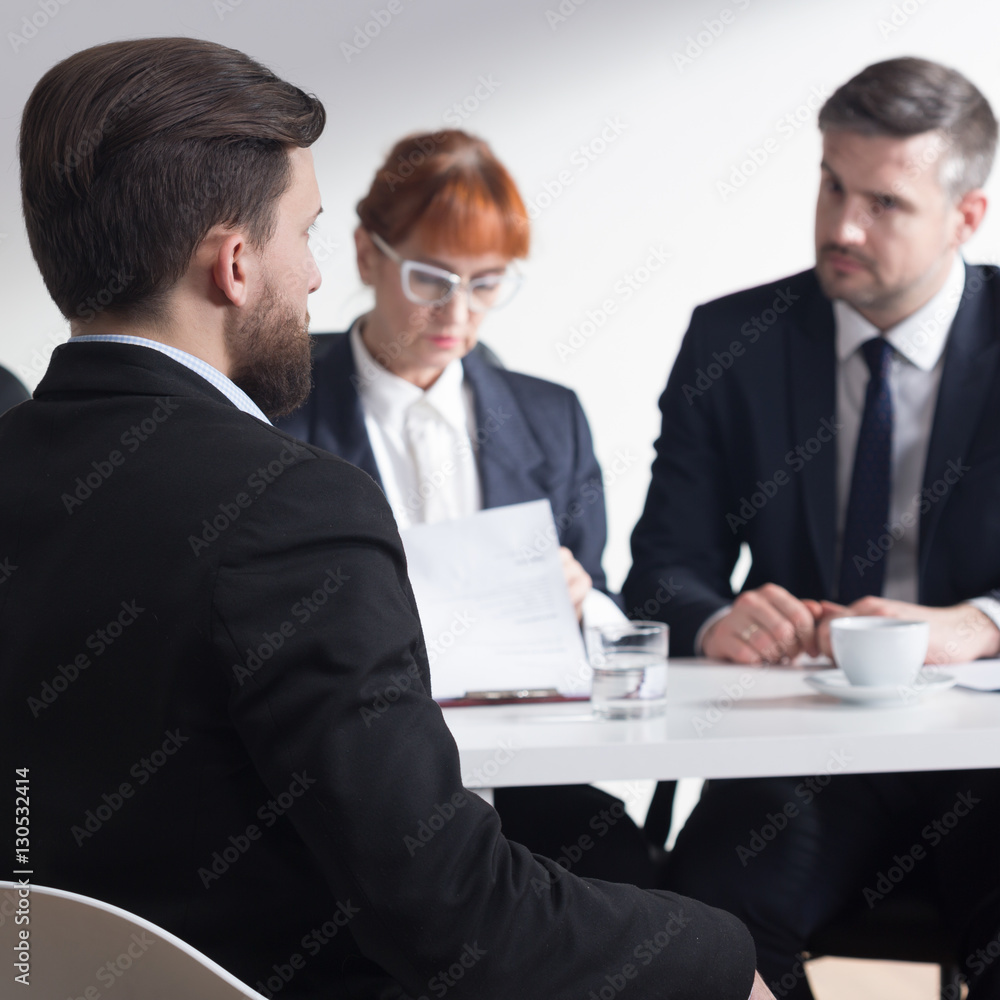 Fototapeta premium Recruiters talking with job applicant