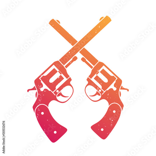 crossed retro revolvers over white, t-shirt print