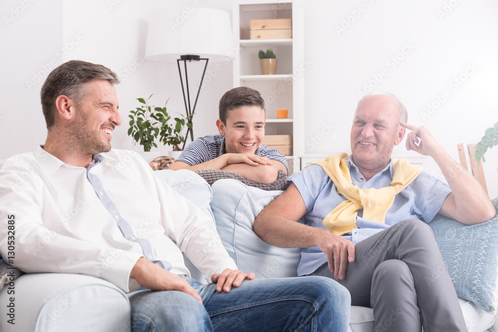 Obraz premium Grandfather, father and son